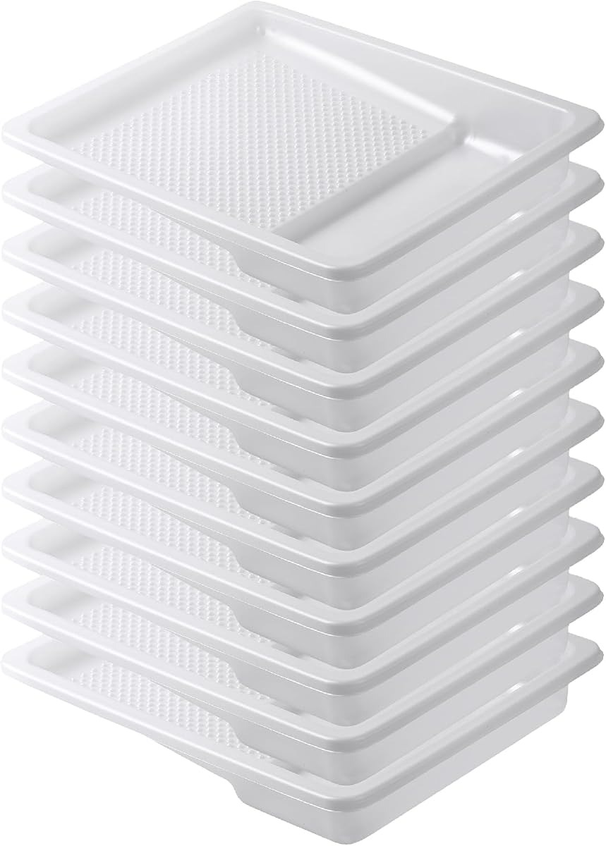 Bates Choice- Revestimiento para bandeja de pintura, bandejas para recipientes de pintura blanca, revestimientos para bandejas, 9 pulgadas, 10 piezas