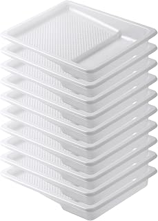 BatesChoice Paint Tray Liners, 9 Inch White Paint Pan Liners, 10 Pack - Disposable, No Cleanup, Form-Fitting