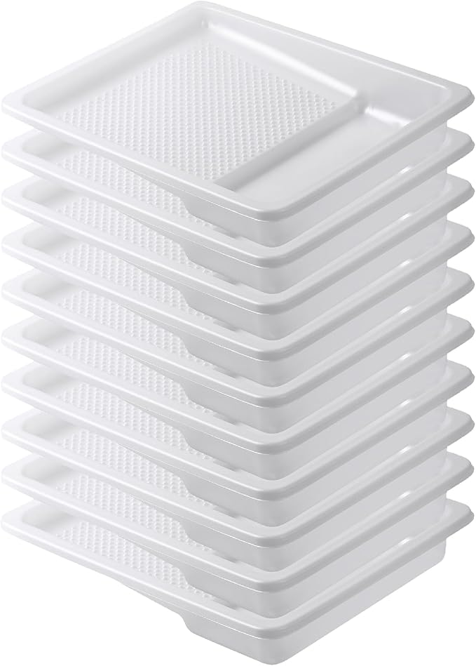 Bates- Paint Tray Liner, 9 Inch, 10 pcs, White Paint Pans Trays, Paint Roller Tray, Roller Tray Liners
