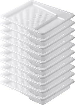 Bates- Paint Tray Liner, 9 Inch, 10 pcs, White Paint Pans Trays, Paint Roller Tray, Roller Tray Liners