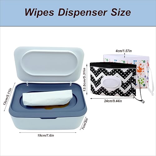 Miniatura 2 de Dispensador de toallitas húmedas, soporte para toallitas para bebés con 2 recipientes portátiles de viaje, contenedor de toallitas recargables con