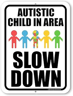 Honey Dew Gifts, Autistic Child in Area, 9 inch by 12 inch, Street Signs, Safety Sign for Children, Kids Warning Sign, Child Safety Signs Outdoor, Autism Yard Decor, HDG-1521
