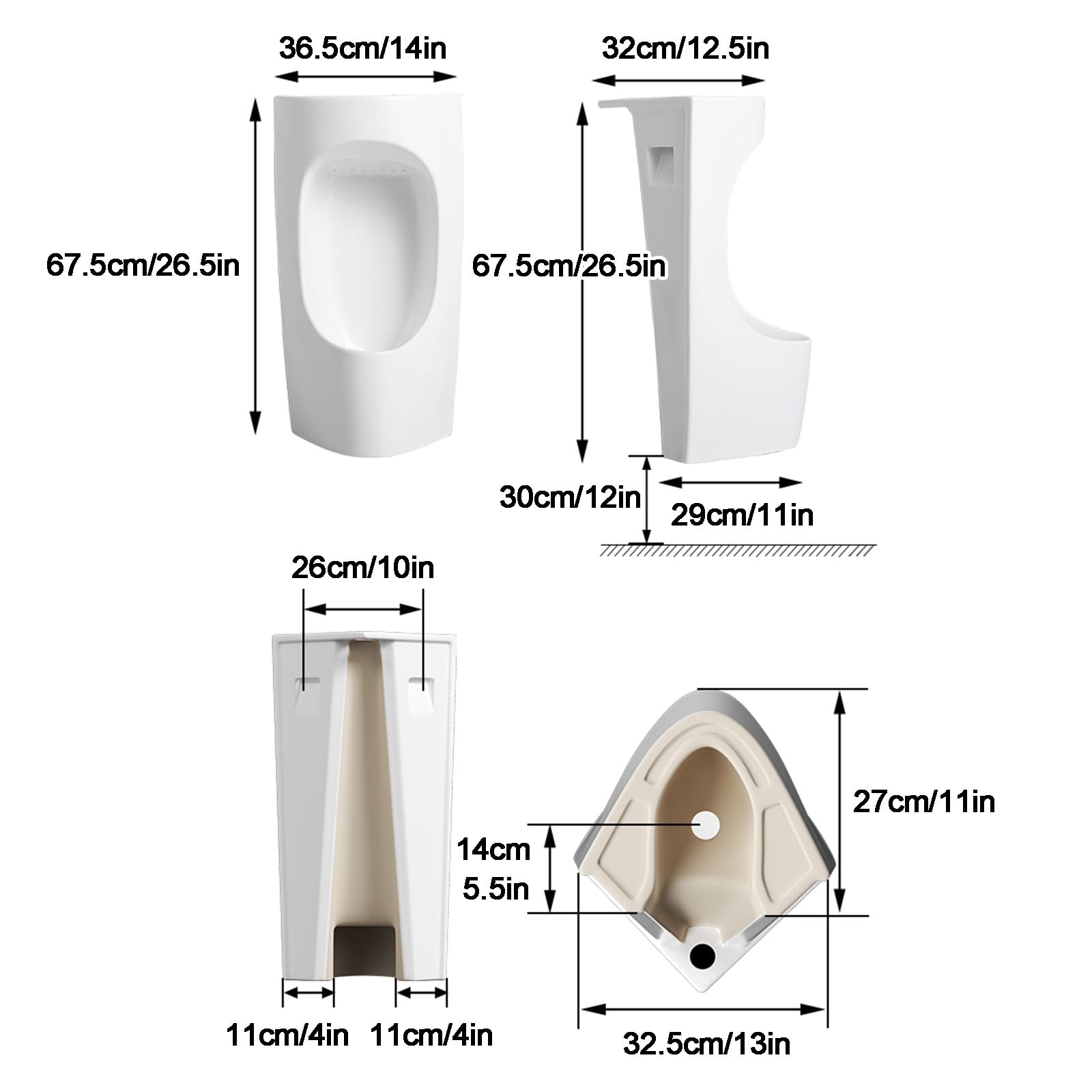 Naścienny ceramiczny pisuar z kranem i umywalką podwójna konstrukcja odporna na zalanie - idealny do domu, hoteli, publicznych toalet, oszczędność miejsca, rozwiązanie dla mężczyzn