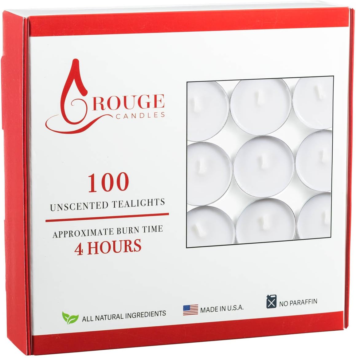 Rouge Candles White Unscented Tealight Candle (Pack of 100)