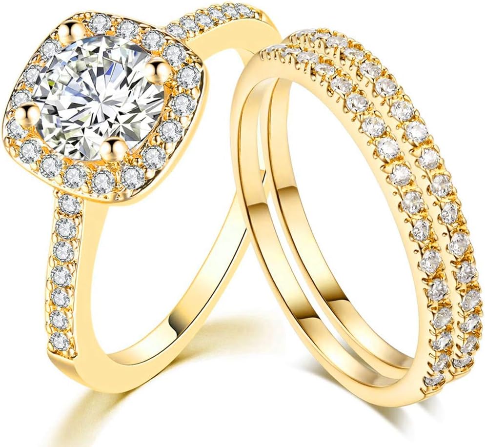SDT Jewelry Three-in-One Bridal Wedding Engagement Anniversary Statement Eternity Ring Set