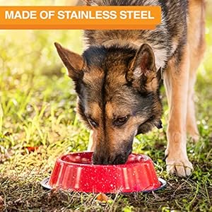 Neater Pet Brands - Outdoor Camping Style Pet Bowl - Enamel Ware Blue Black Granite Colors - Dog Cat No Tip Skid Bowls (64 oz, Red) Neater Pet Brands Outdoor Camping Style Pet Bowl Enamel Ware Blue Black Granite Colors Dog Cat No Tip Skid Bowls 64 oz Red