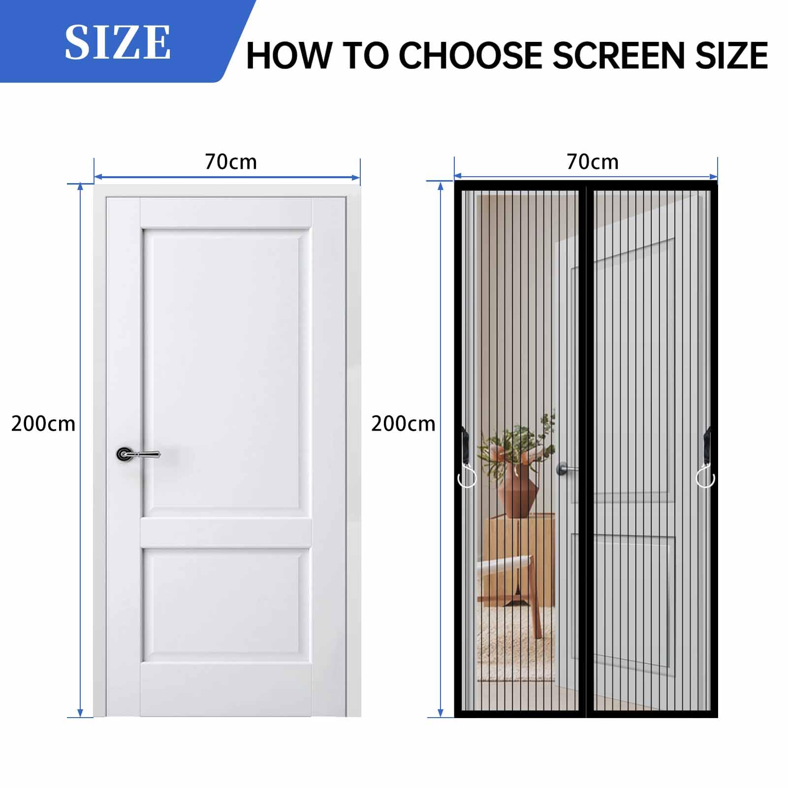 mosquitera puerta magnetica,70x200cm Puerta de Malla Corredera cortina para del Balcón Corredor Contrapuertas con Anti Mosquito Insecto Se Cierra Automáticamente-Negro