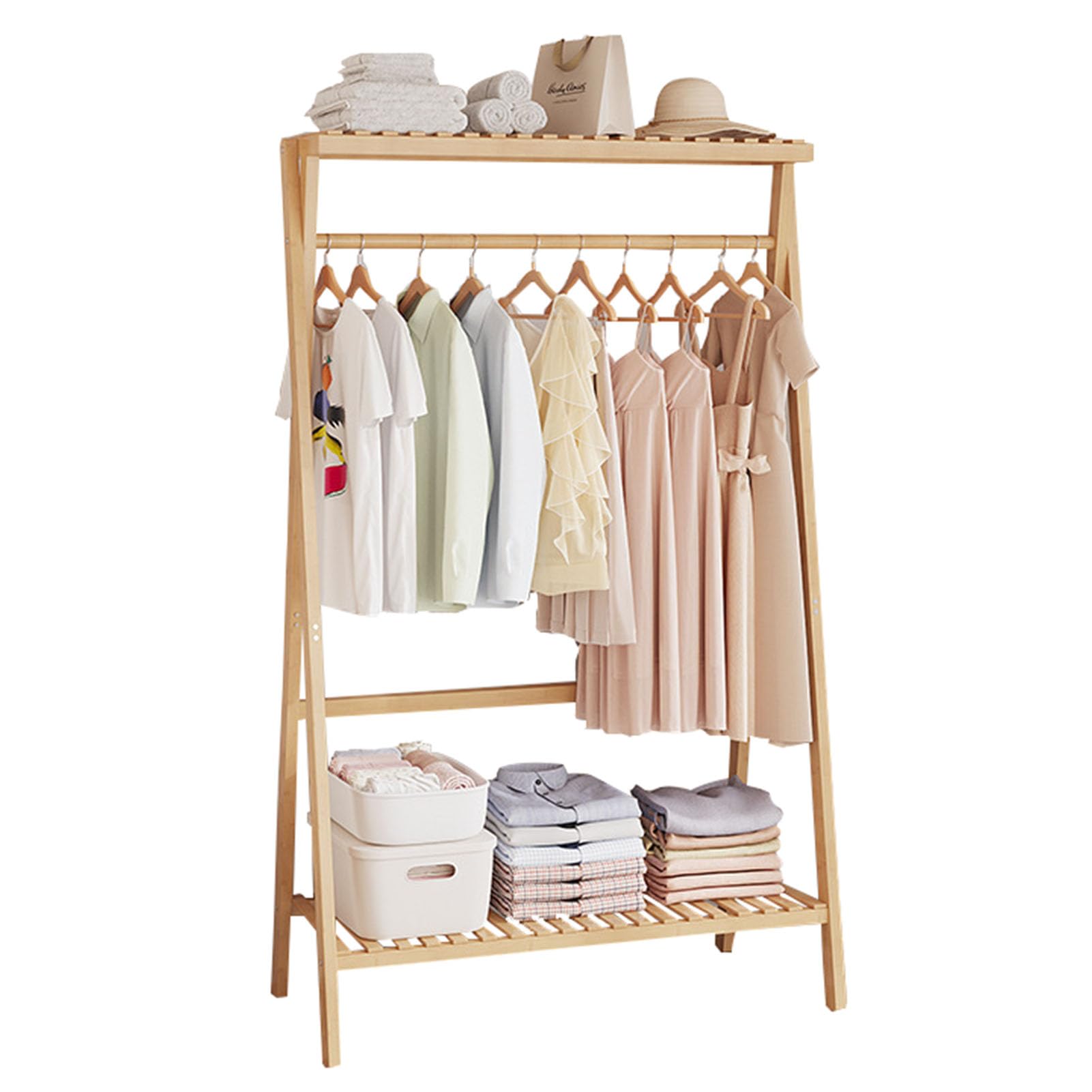 Porte-manteau en bois massif robuste meuble autonome premium pour vestes