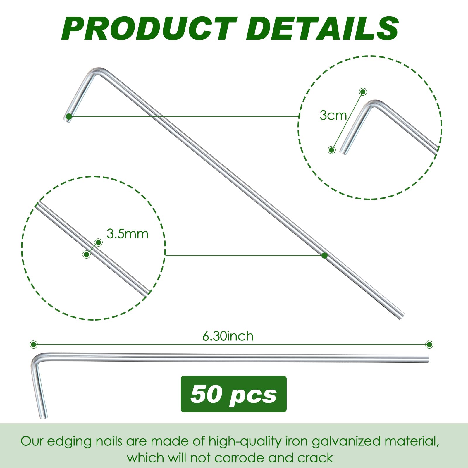 Zonon 120 Pcs Tent Stakes Heavy Duty Metal Garden Edging Fence Hook Galvanized Tent Pegs for Outdoor Christmas Decorations Yard Camping Gardening Canopy