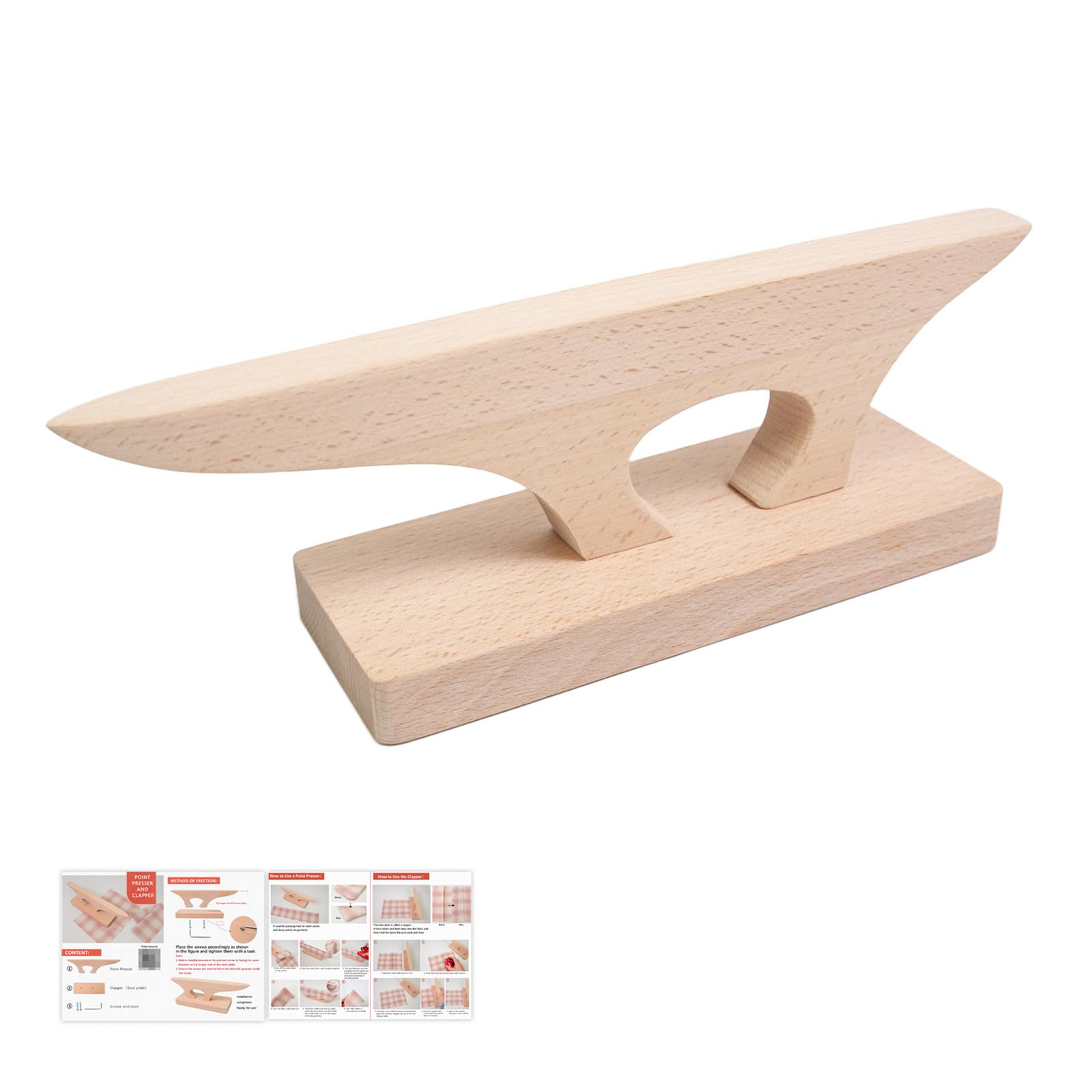 Photo 1 of 2 in 1 Tailors Point Press Clapper and Pounding Block, Wooden Point Corner Block Pressing Tailor Tool for Quilting Sewing and Ironing Seams and Corners 10 3/4" L x 3 1/2" H x 2 3/4" W