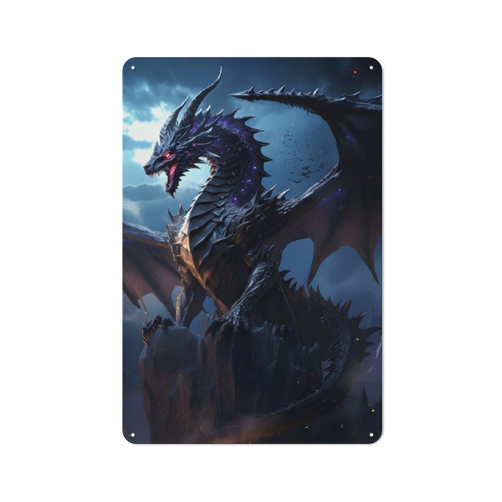 Junmoney Black Elder Dragon Vintage Vintage Metal Sign 30X20cm Featuring Restaurant Wall Art For Takeaway, Bar, Kitchen Or Counter Area