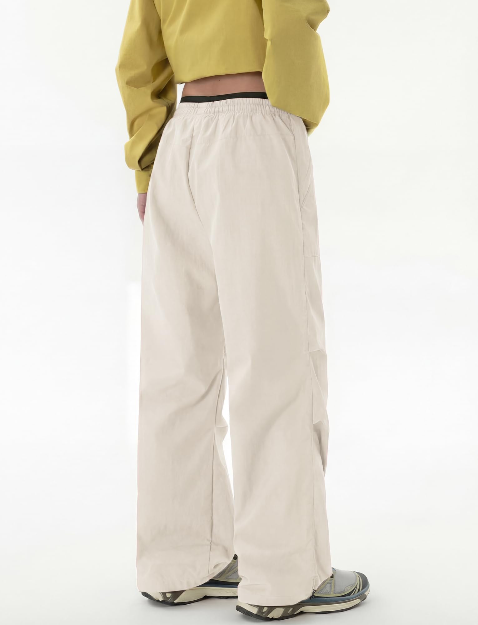 FEOYA Y2K Pantalon cargo imperméable pour femme, pantalon de randonnée à jambes larges, pantalon de parachutisme, séchage rapide, pantalon de course décontracté