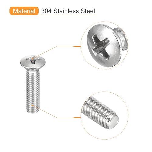 Miniatura 59 de uxcell Tornillos de máquina Phillips de cabeza ovalada de M4x16mm, 100 tornillos de cabeza avellanada ligeramente elevados de acero inoxidable 304