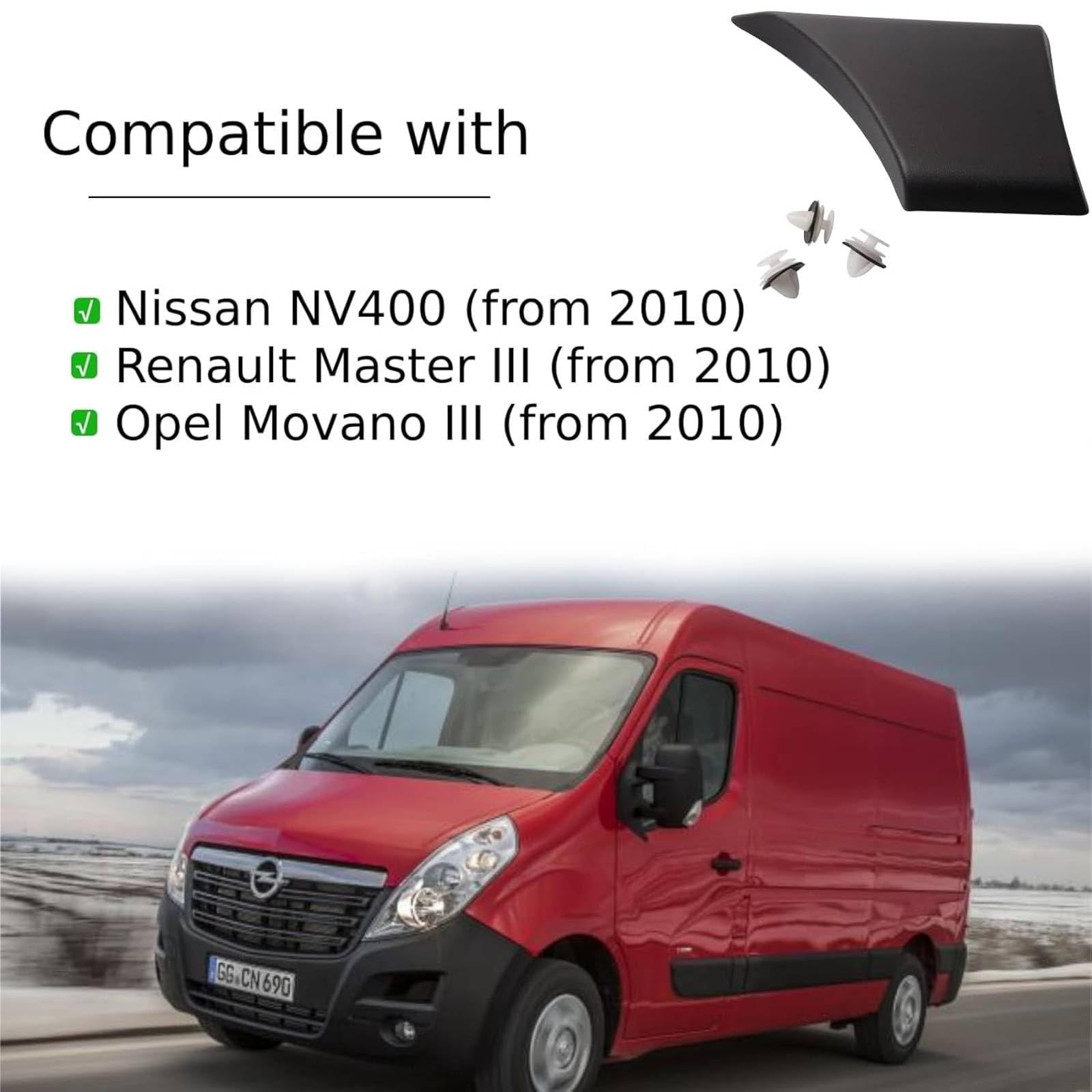 Twowinds - Modanatura Laterale Carrozzeria 768F30004R Compatibile con Nissan NV400, Renault Master 3, Opel Movano 3 (2010-) - Passaruota Posteriore Destro (Lato Passeggero) - Pannello Protezione