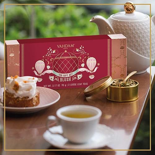 Miniatura 4 de VAHDAM Juego de regalo de té surtido  Rubor 317oz 317 onzas  3 tés en una caja de regalo de té de lujo  Juegos de regalo de té para mujer  Regalos