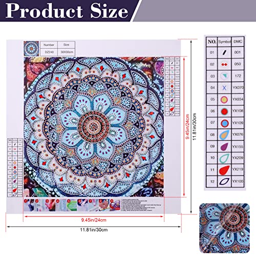 MWOOT 5D DIY Mandala Flower Diamond Art Painting Kits, Mandala Crystal Painting Sets Diamond for Painting by Number Kit, Special Shaped Rhinestone Diamond Pasted Painting for Wall Decor (30x30CM) - Image 3