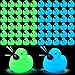Hiboom 120 Pcs Glow in The Dark Rubber Ducks Squeaky Luminous Light up Rubber Ducks Fluorescent Floating Bath Mini Glow Toys Light up Duck for Boys Girls Adults Birthday Party Favors, Blue, Green