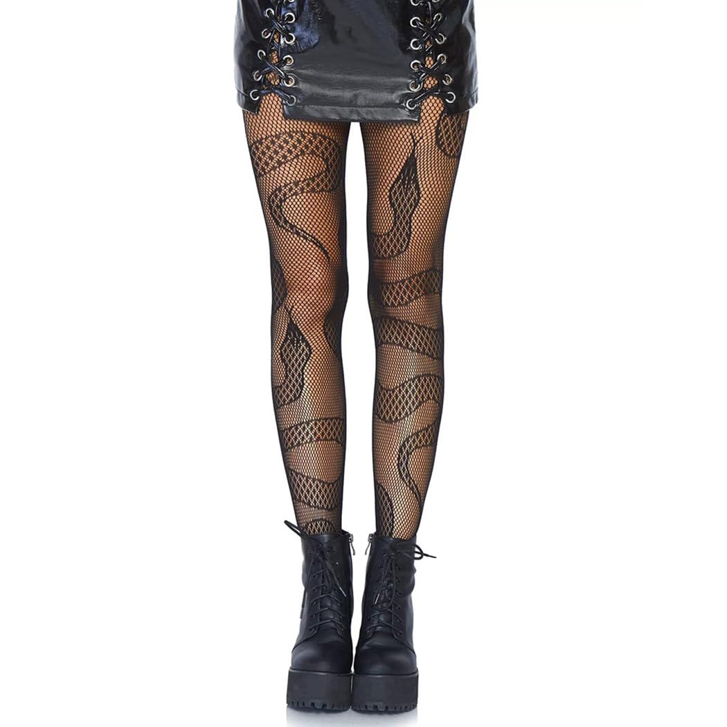 EVAZENWomen Fishnet Tights Stockings Black Patterned Thigh-High Stocking High Waist Lace Leggings Pantyhose