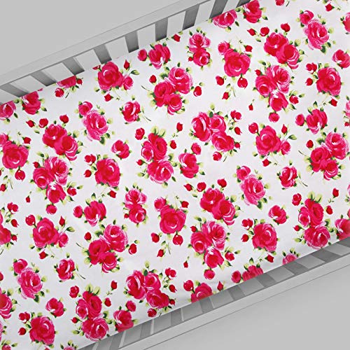 Glenna Jean Just Rosey Mini Sheet Floral Rosebud, Girl, Rose/Pink/Red/Green/Garden #TOP4