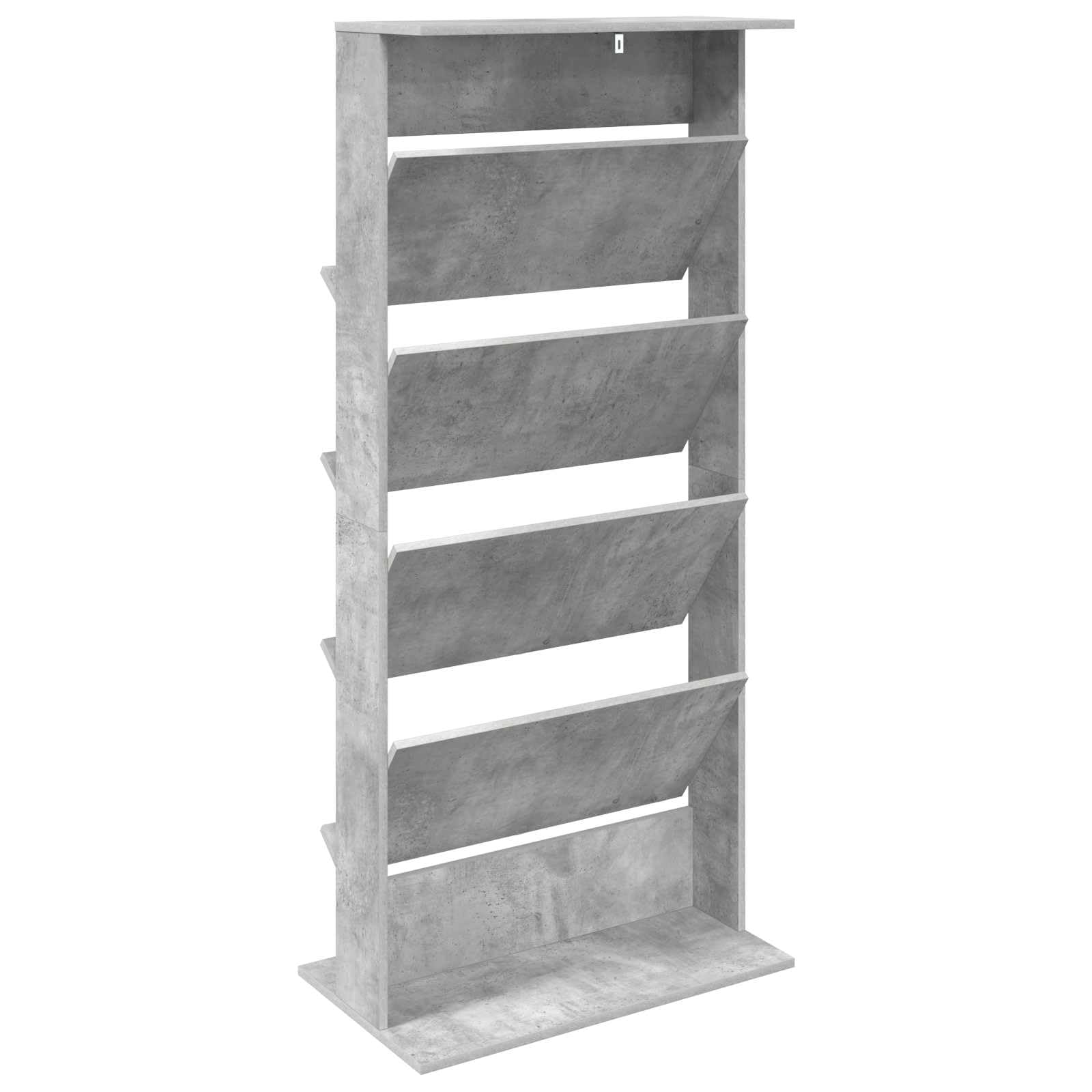 Scaffale portariviste in legno grigio cemento, 70 x 41 x 156 cm, con 4 ripiani autoportanti, per soggiorno, ufficio, camera da letto, spazio per gestione dei cavi