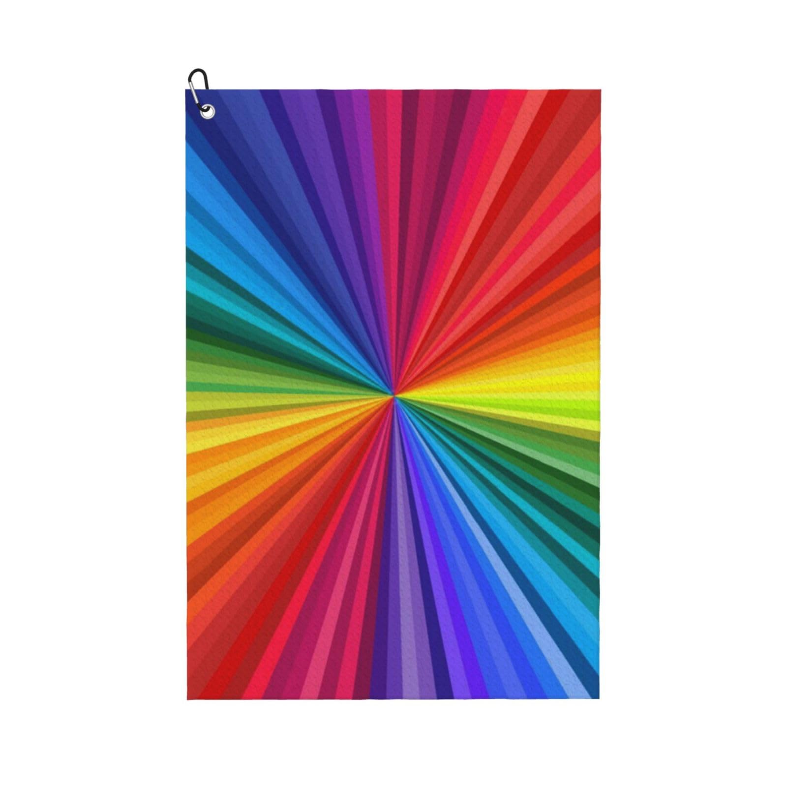 Hnnkloy Rainbow Colored Swirls, 16x24 in Portable Waffle Golf Towels with Carabiner Clip for Golf Bag