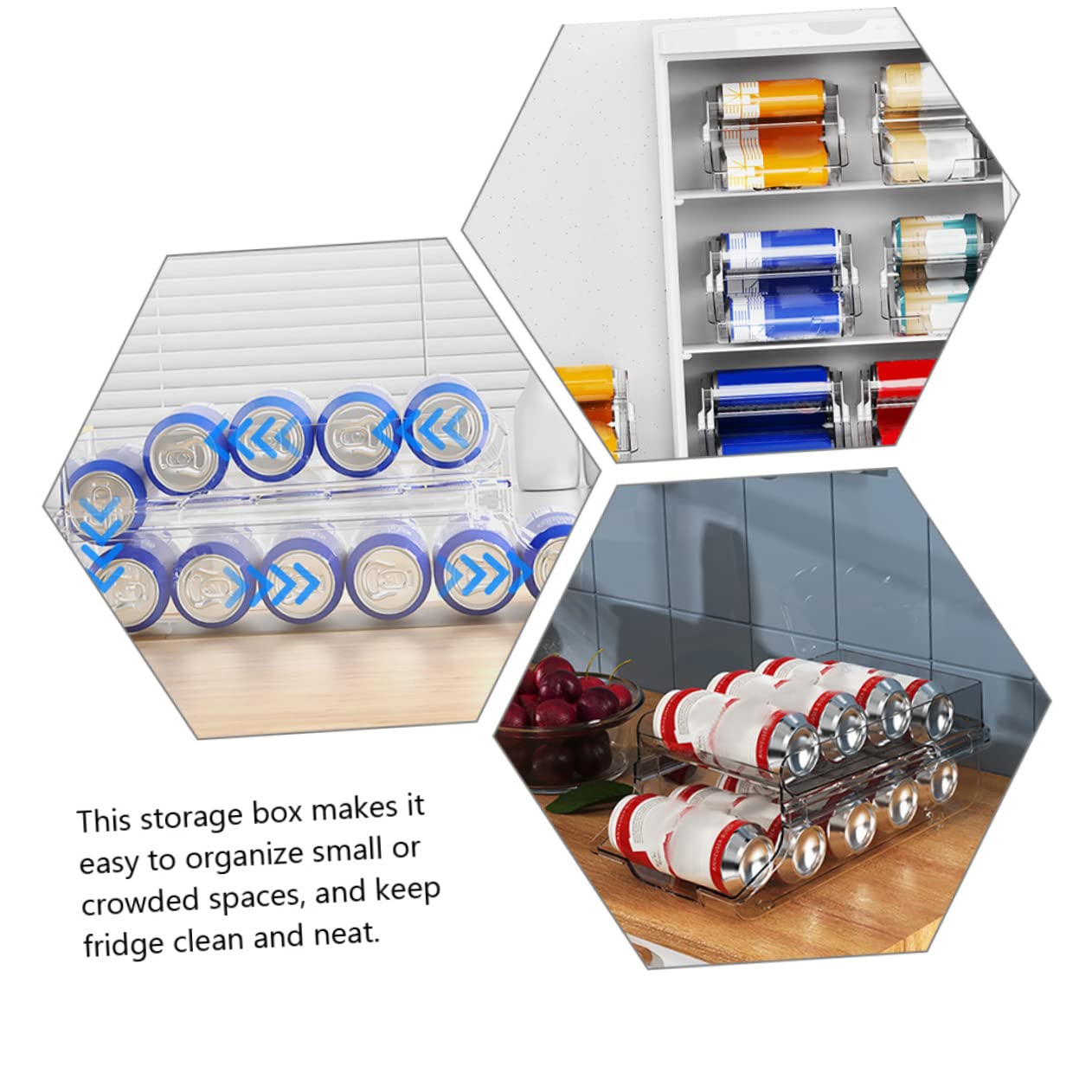 ULTECHNOVO Organizador de Latas de Refresco Transparente de Doble Capa | Plástico, Diseño Rodamiento Automático, para Apartamento y Campers, 1 Pieza
