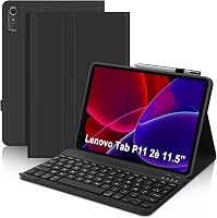 SENGBIRCH Bluetooth Billentyűzetes Tok Lenovo Tab P11 2 Gen 11.5" Tablethez - Levehető AZERTY Francia Billentyűzet, Védőtok, Fekete 1