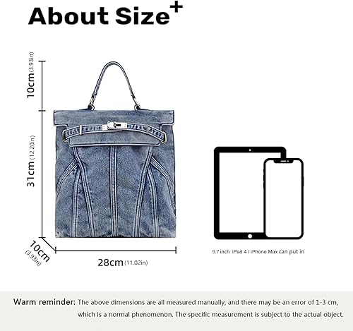 Miniatura 3 de Mochila de mezclilla lavada a la moda, bolsos de estilo universitario para mujer, bolso diario de la mochila, mochilas de viaje para parejas, Denim