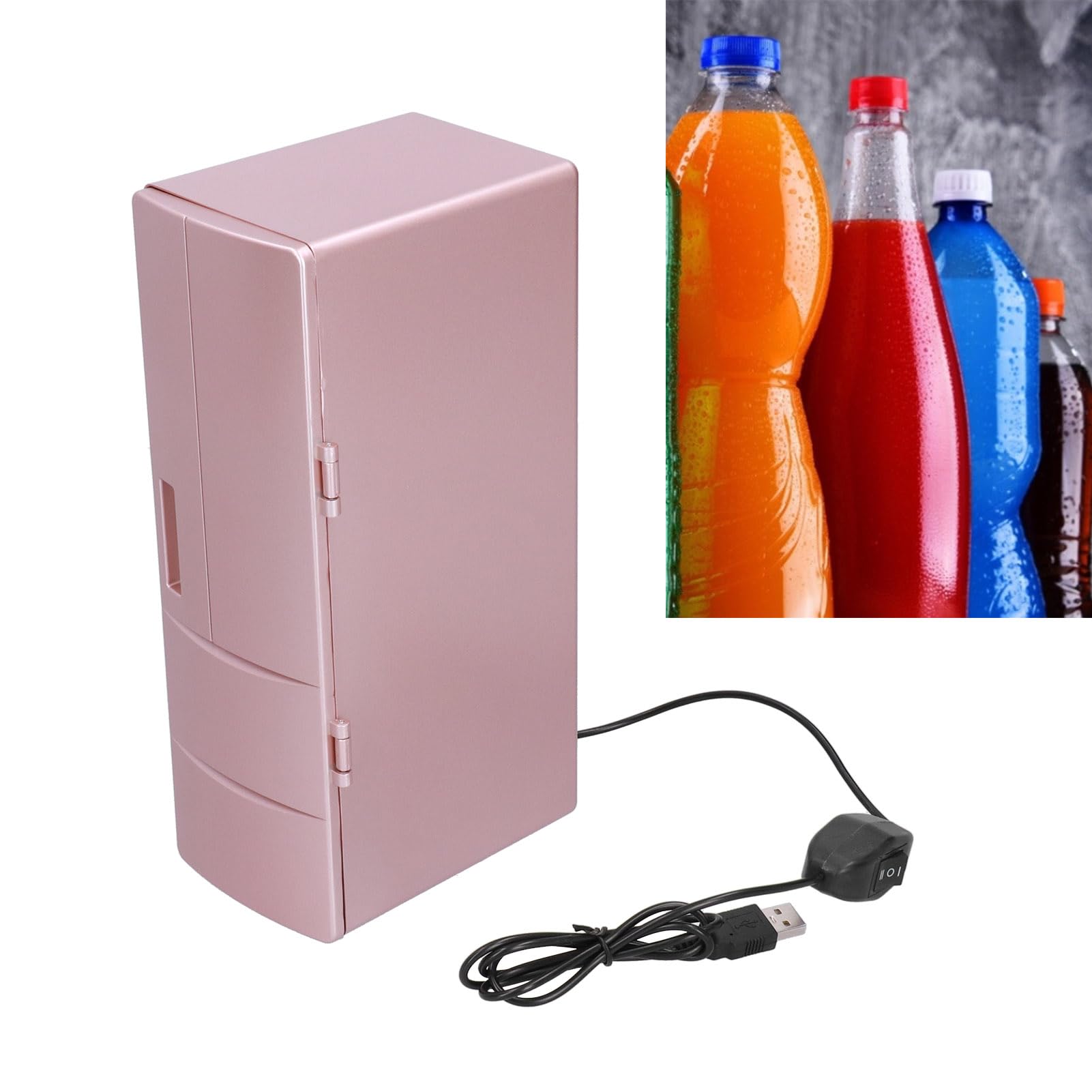 Mini Frigo,Piccolo USB Cosmetici Portatile Mini Frigo Refrigerato Oro Rosa Dispositivo di Raffreddamento Frigo Frigo più Caldo Frigoriferi Compatti