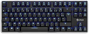 Sharkoon PureWriter TKL, clavier mécanique français au touches plates, éclairage LED bleu, câble détachable, switch rouge