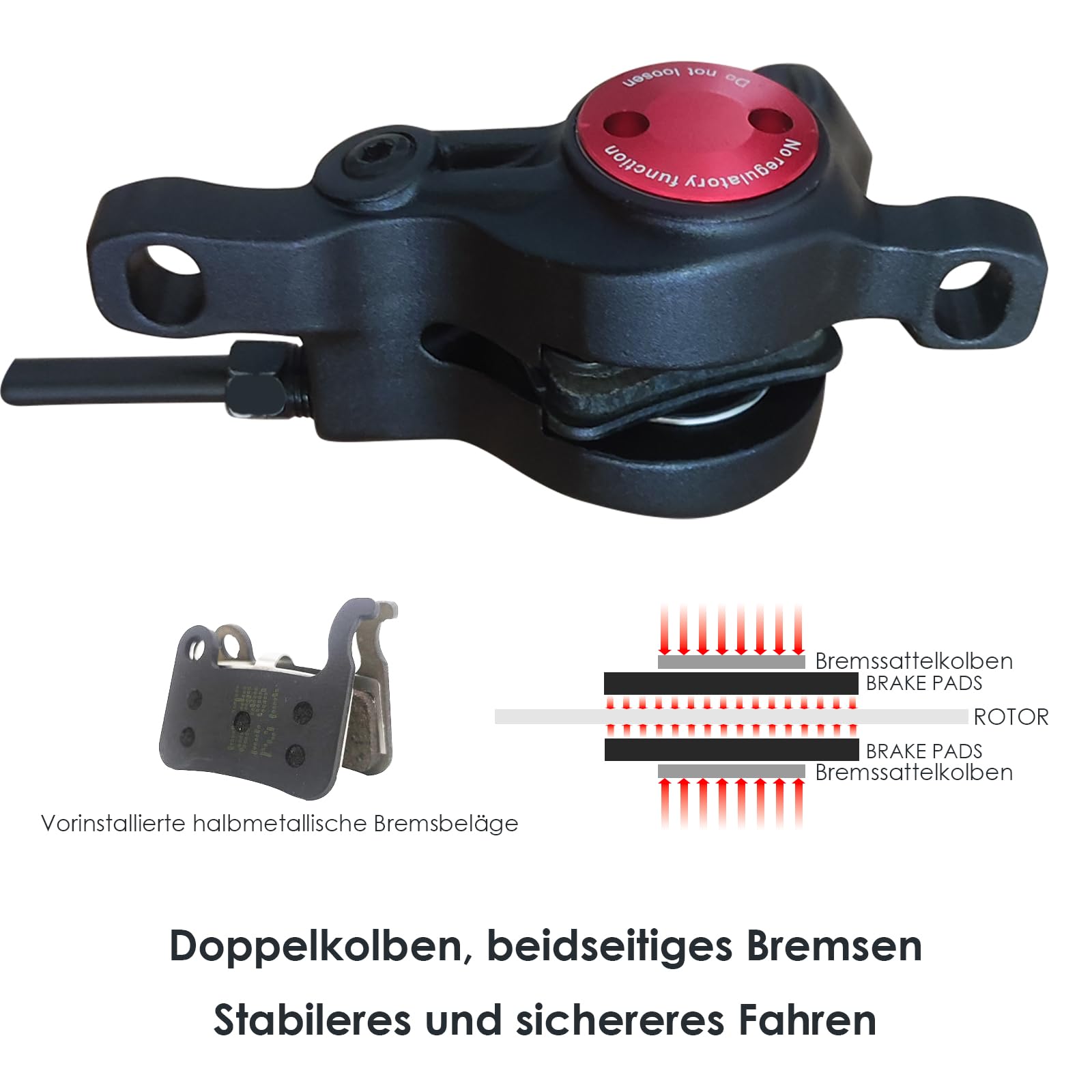 JFOYH Zoom Hydraulisches E-Bike Bremsen-Upgrade-Kit – 2/3-Pin Stecker, Stromunterbrechungssensor, vormontierte Bremshebel & Bremssättel mit 160 mm Bremsscheiben