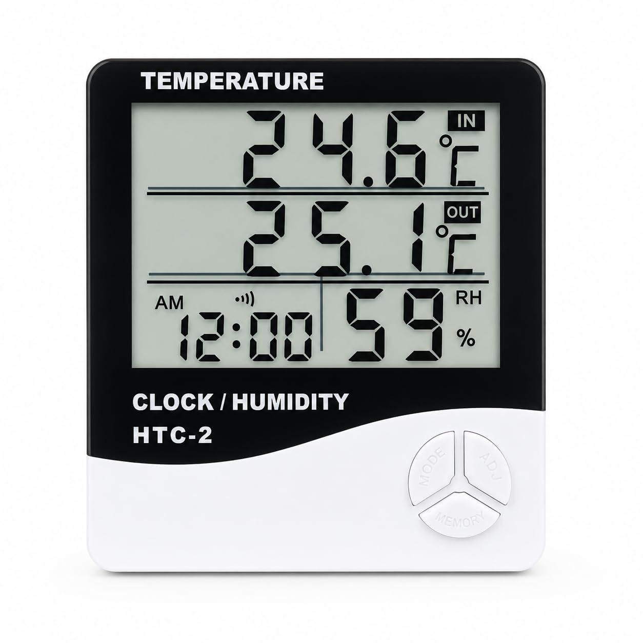 Digital Room Thermometer and Hygrometer with Indoor/Outdoor Probe, Large LCD Display, Clock, Min/Max Memory-image-9