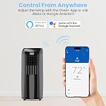 TOSOT 10,200BTU (6,200 BTU SACC) portatif Air Conditionneur, Smart Wifi Control, AC Unité avec déshumidificateur, ventilateur, kit de fenêtre pour faciliter l'installation, chambres froides jusqu'à 400 Pieds carrés brillants Series