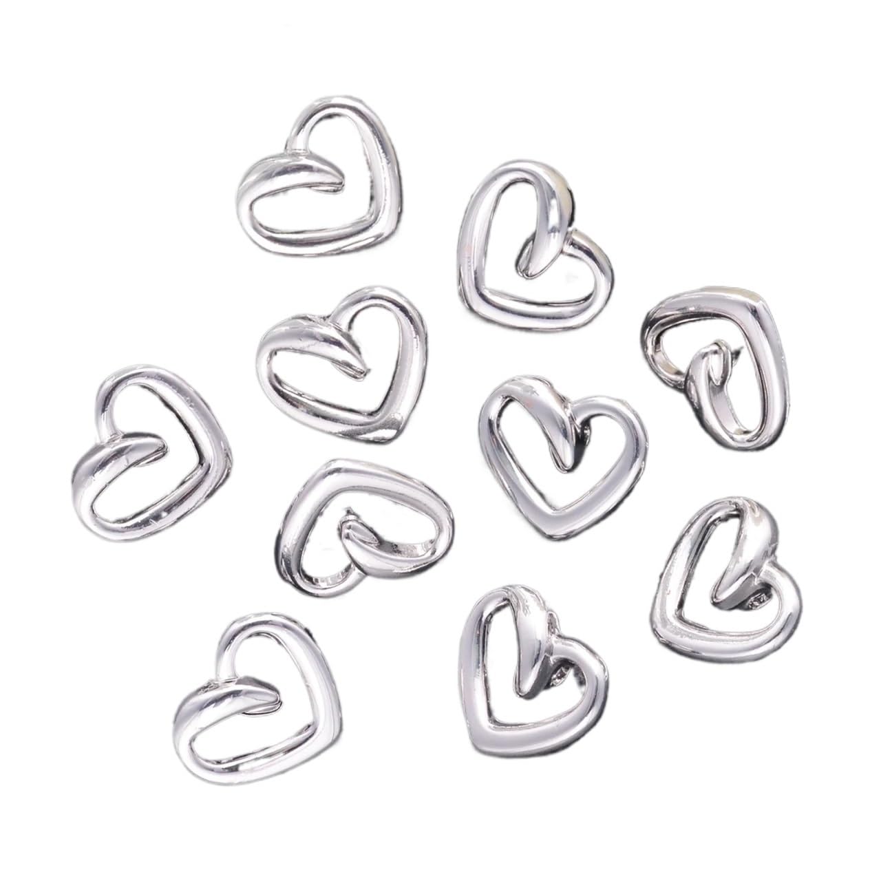 20 Stück 13/18/23 mm Herz Metall Liebe Herz Schaft Nähknöpfe Dekorative (JRBG228,23 mm)