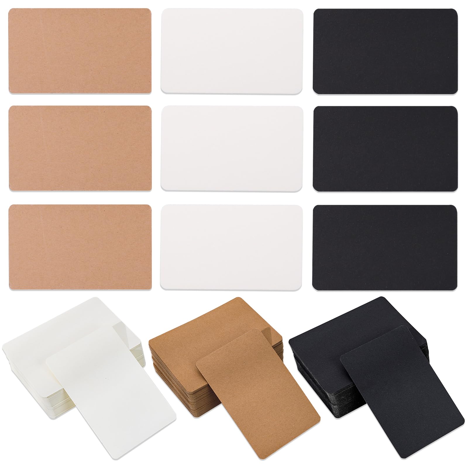 EDLMKM 300 Pcs Blank Business Cards White Small Note Message Words Spelling Card for Learning Study Blank Kraft Paper Card