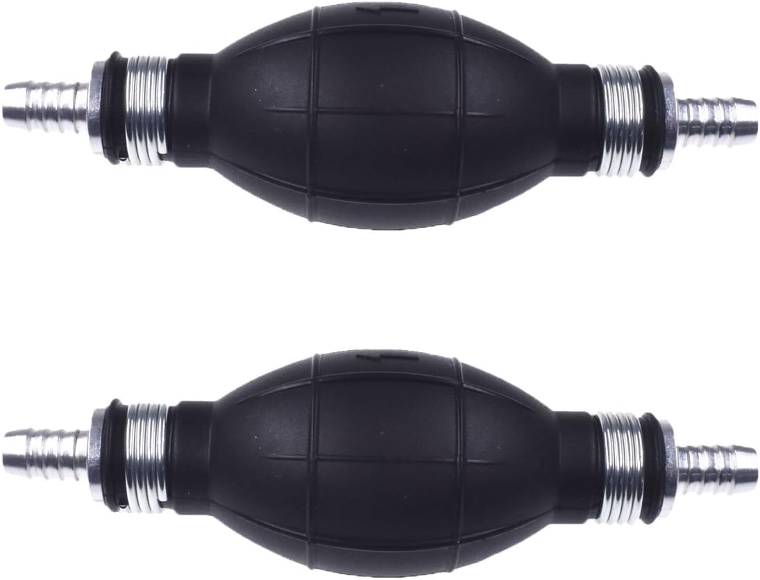 2Pcs Bulb Type Rubber Fuel Transfer Vacuum Fuel Line One Way Fuel Valve Fuel Pump Line Hose Hand Primer Gasoline Petrol Diesel Pump For Marine Boat 6mm 9001080A (3/8)