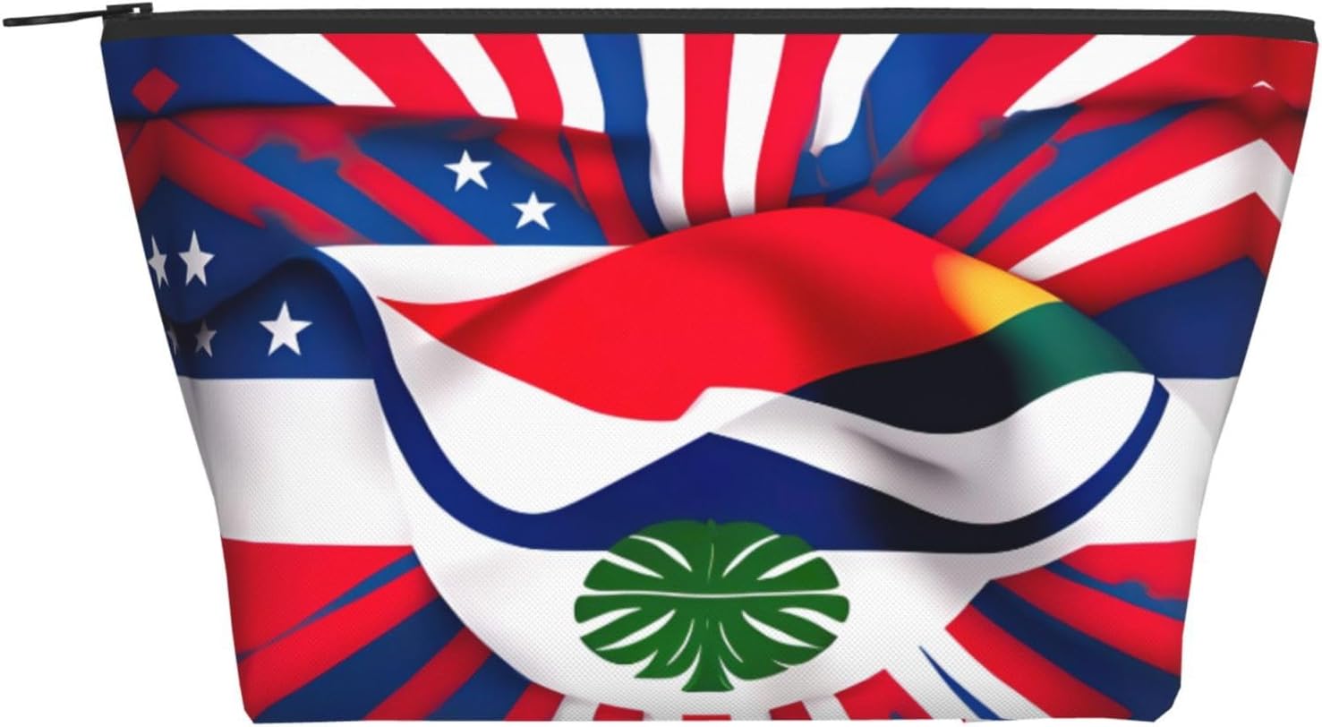 Costa Rica Flag Print Large Capacity Travel Makeup Bag,Suitable For Daily Commutes And Beach Trips.