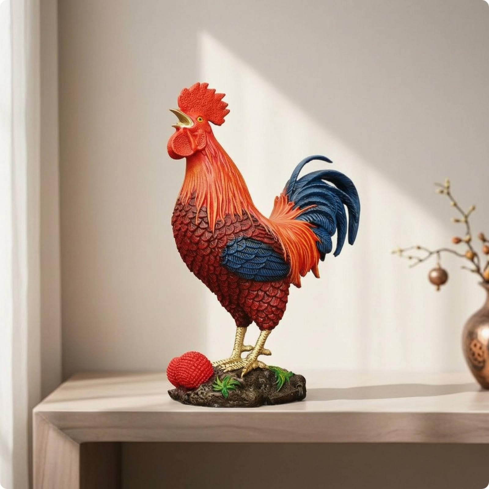 Figura corativa en Latón con y Roja para Adornar Repisa O Vitrina Acuado para Añadir un a Hogares y Espacios Trabajo con Ambiente Acogedor, Mediano 23cm Largo X 12cm Ancho X 29cm Alto