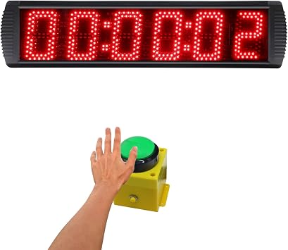 5 Inch 6-Digit LED Race Timer, Running Event Gym Timer for Countdown/Count Up, 12/24 Hour Real Time, Stopwatch with Remote Control, Portable Large Wall Clock Button