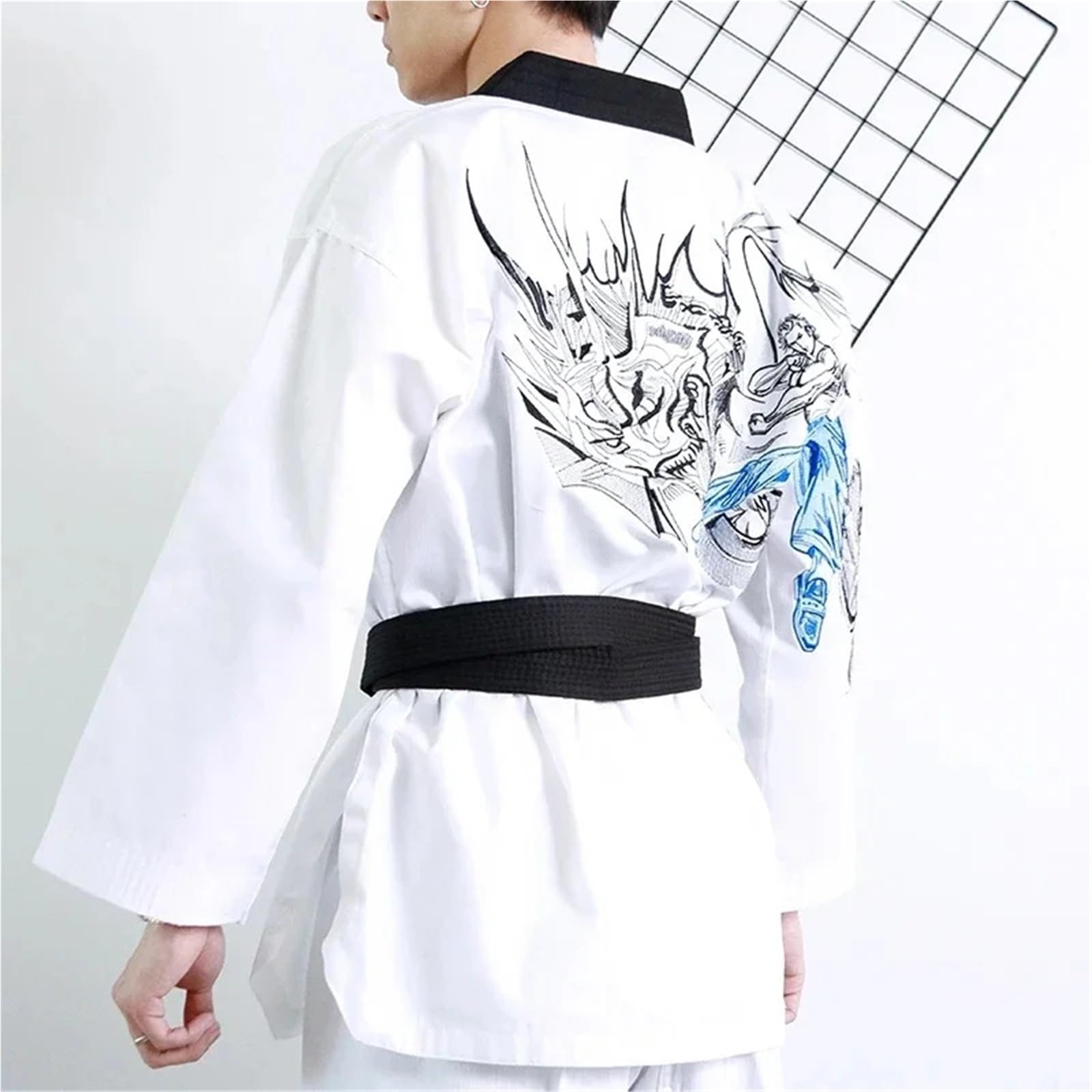 Karate-Anzug Erwachsene Männer Frauen Meister Taekwondo Uniformen Trainer Anzug mit weißem Gürtel Karate-Kleidung(XXXL-190CM)