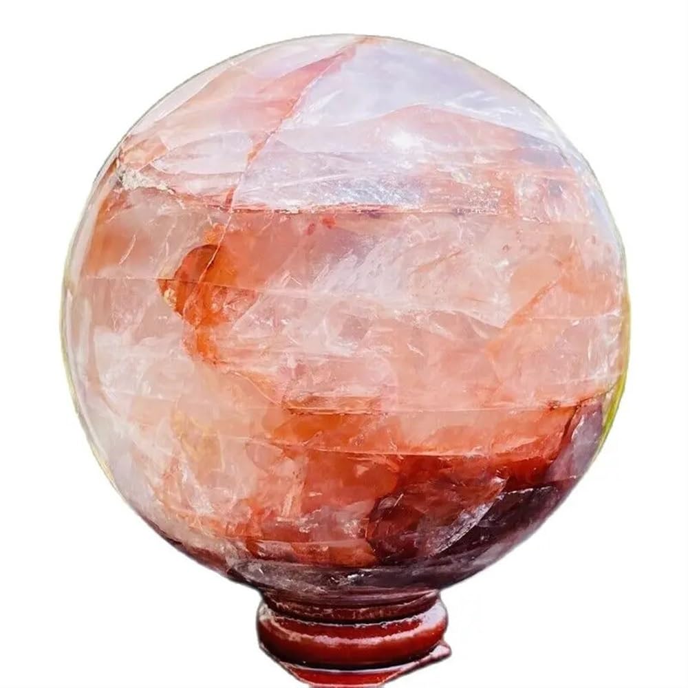 AUOQKQUT Decorative Ornaments Red Flower Crystal Ball Quartz (Size : 900-1000g)