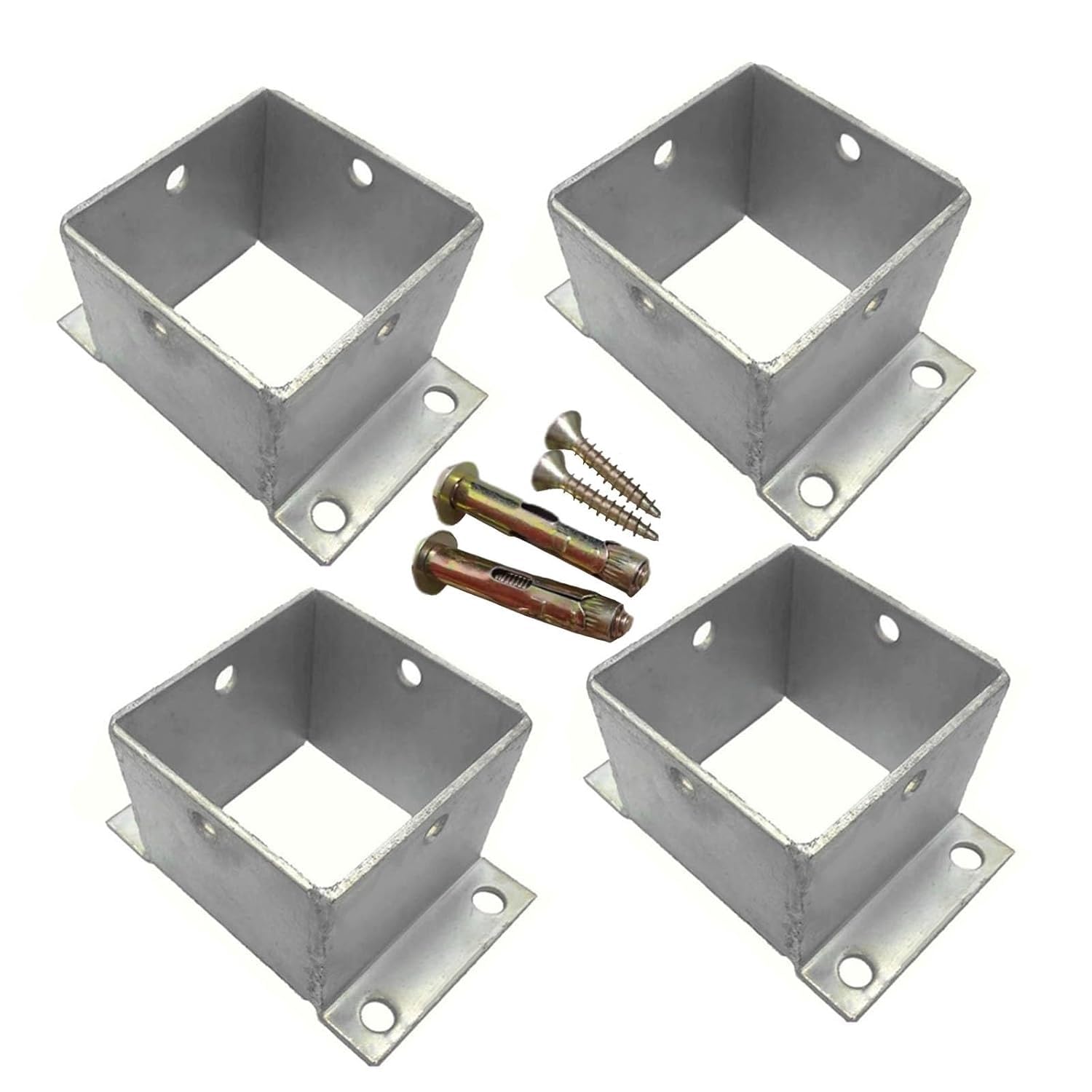 Base della Colonna da Ponte Supporto Post Rinforzato per Posta di Legno 6x6 8x8, Base di Ancoraggio della Flangia in Acciaio Inossidabile(4 PCS,200 x 200mm/7.9 x 7.9in)