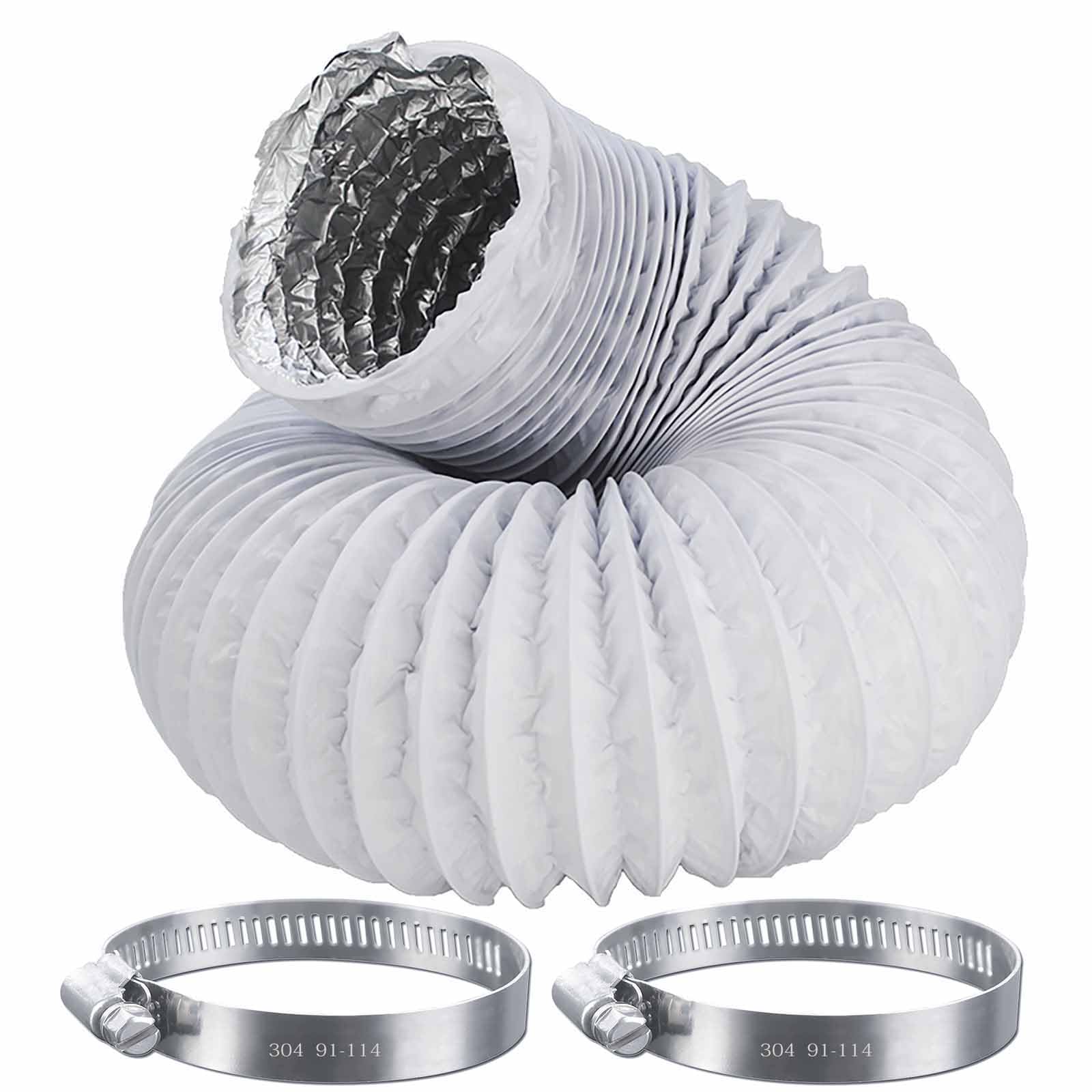 QISF 4inch x 10ft (3M) Tumble Dryer Hose,Air Ducting Tumble Dryer Vent Hose,Flexible Aluminium PVC Air Hose with 2 Clamps