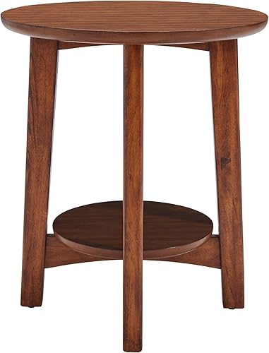 Miniatura 9 de Monterey - Mesa auxiliar redonda de madera moderna de mediados de siglo de 20 pulgadas, castaño cálido