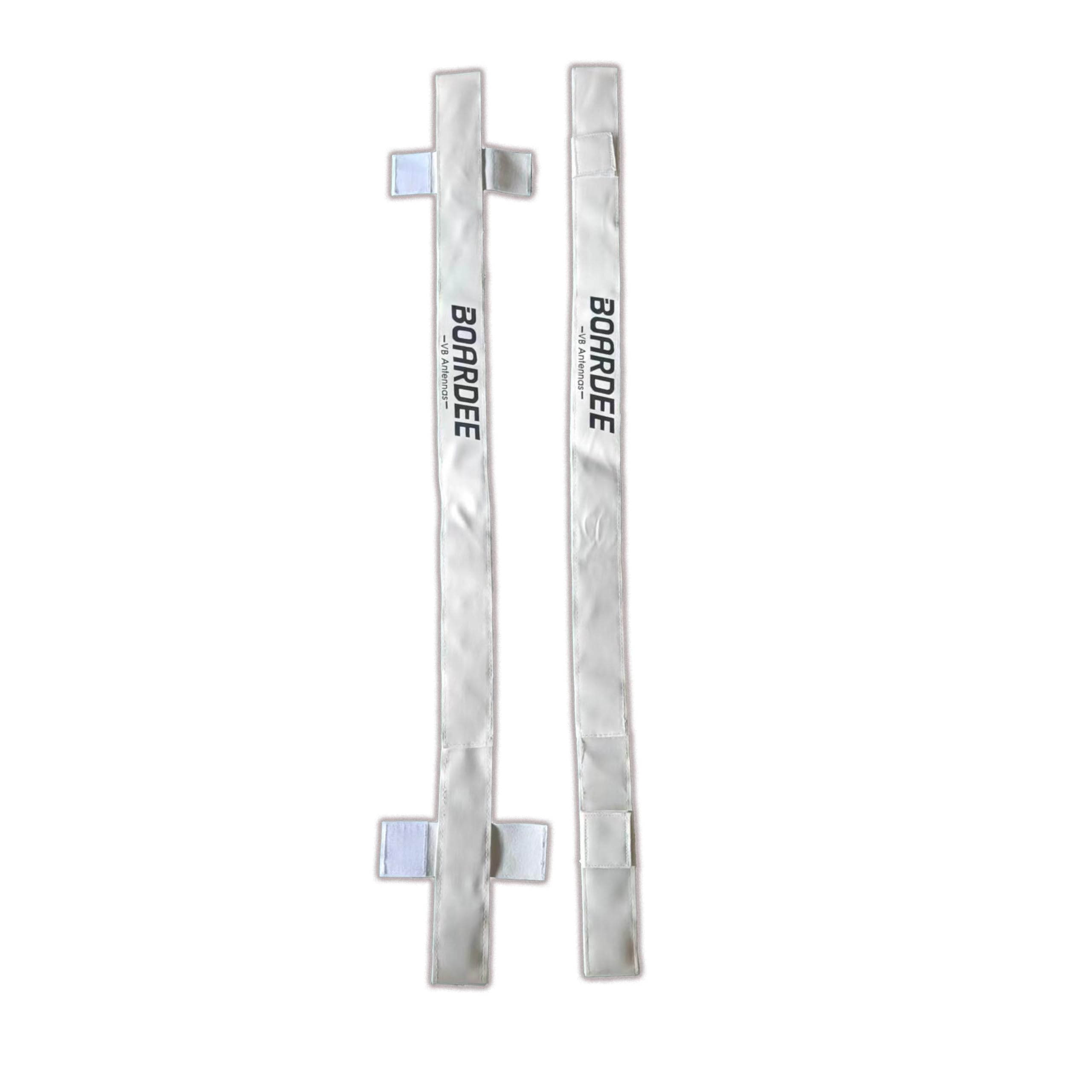 BOARDEE Volleyball Net Antenna Sleeves, White, PU Leather, Hook-and-Loop with Vertical Straps, Pack of 2, Indoor and Beach Volleyball Equipment (No Antennas Included)