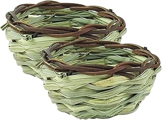 Balacoo 2 Pçs Ninho De Pássaro De Palha Gaiola De Pássaro Redonda Decoração De Mão Andorinha Casa De Pássaro Ninho De Pássaro Ninho De Dormir Gaiola De Pássaro De Palha Gaiola De