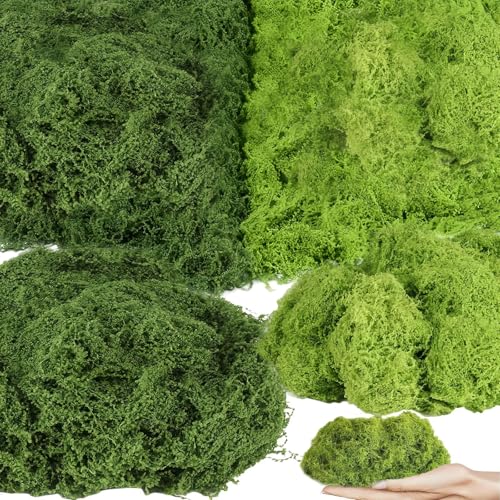 ClcIosis 250g Kunstmoos Zum Basteln Kunstmoos Zum Dekorieren Fake Künstliches Moos Kunst Moos Für Aquarium, Modellbau, Blumen Dunkelgrün+Hellgrün