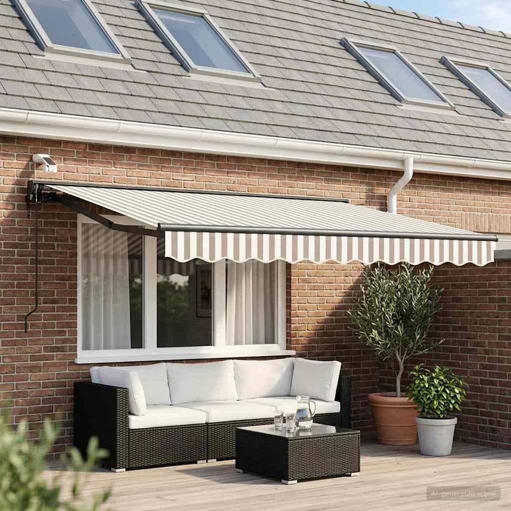 Tenda da Sole Elettrica, Poliestere, Parete, Grigio/Bianco, 3 x 2.5 m, 26.28kg