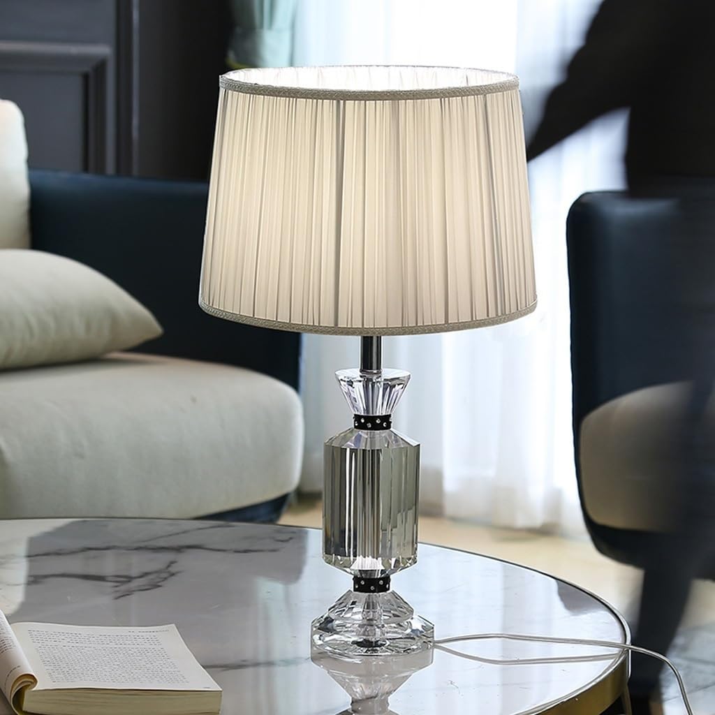 desk lamp Lampa na biurko Lampa stołowa Kryształowa lampa stołowa Lampka nocna Ciepły prosty szary abażur z tkaniny Sypialnia Oświetlenie salonu Lampa LED na biurko table lamp