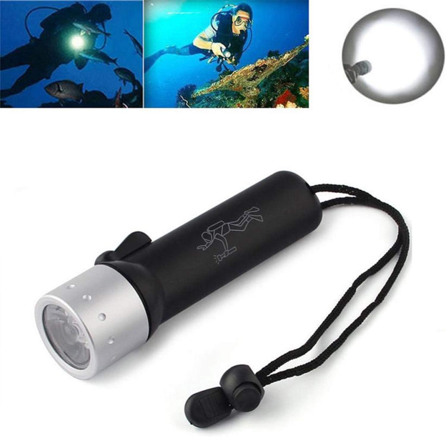 Professional Diving Flashlight,Rechargeable Super Bright LED Submarine Light Scuba Safety Lights, Daily Carrying, Caving, Camping, Diving, Hunting, Hiking, Night Riding Flashlight